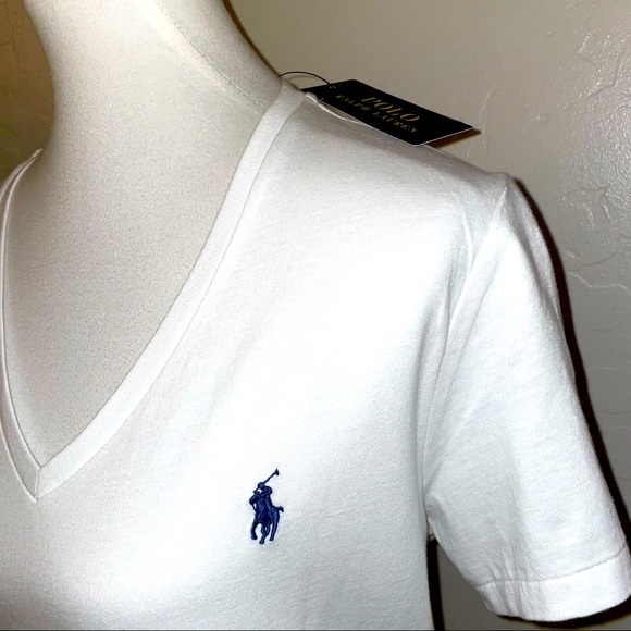 New! Polo Ralph Lauren Cotton V Neck Pony Logo T Shirt Classic White XL🤍 - Picture 4 of 13